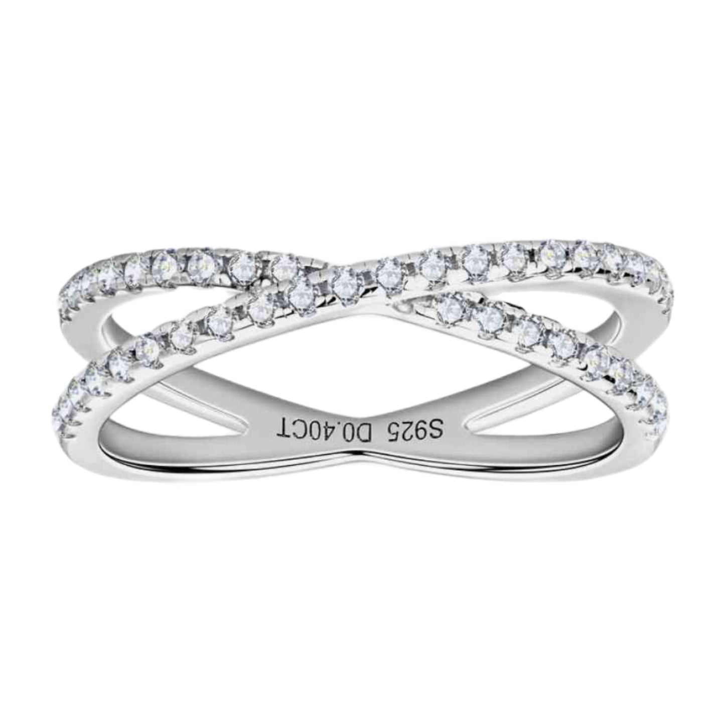 Moissanite Twist Sterling Silver Ring