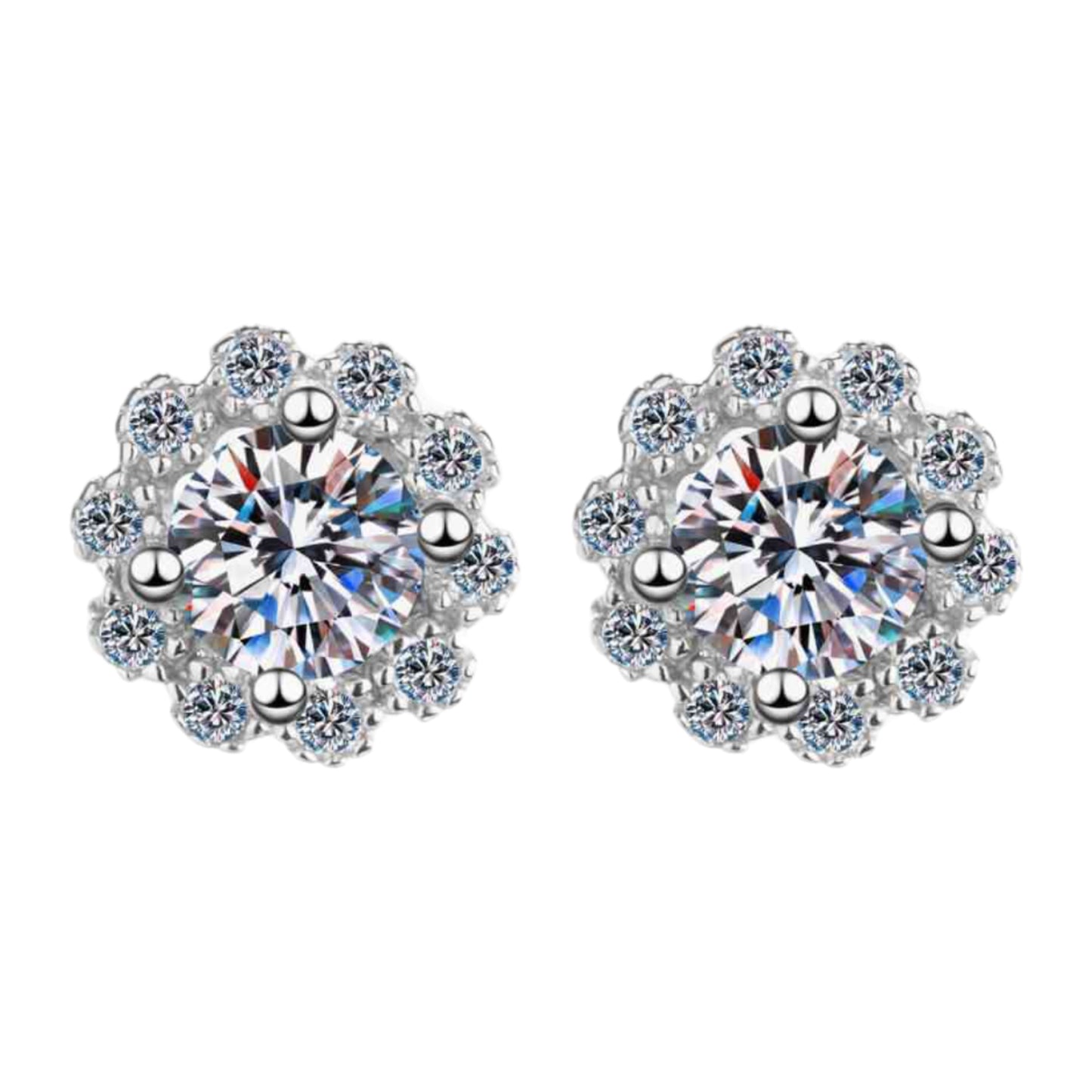 Moissanite Sterling Silver Stud Earrings