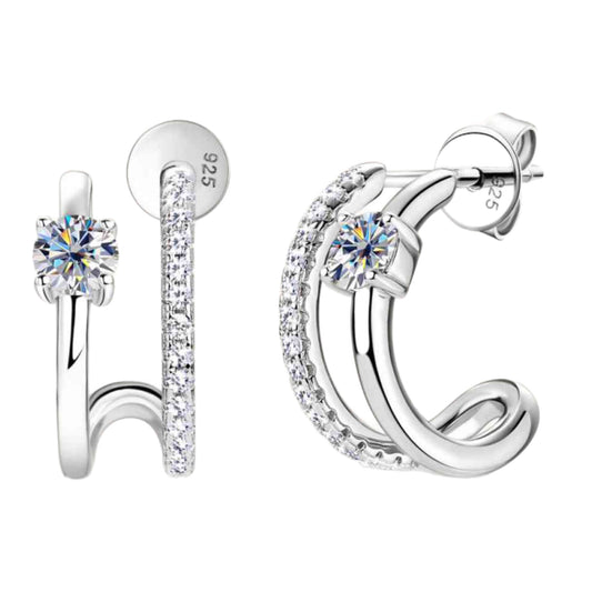 Moissanite Hoop Stud Earrings