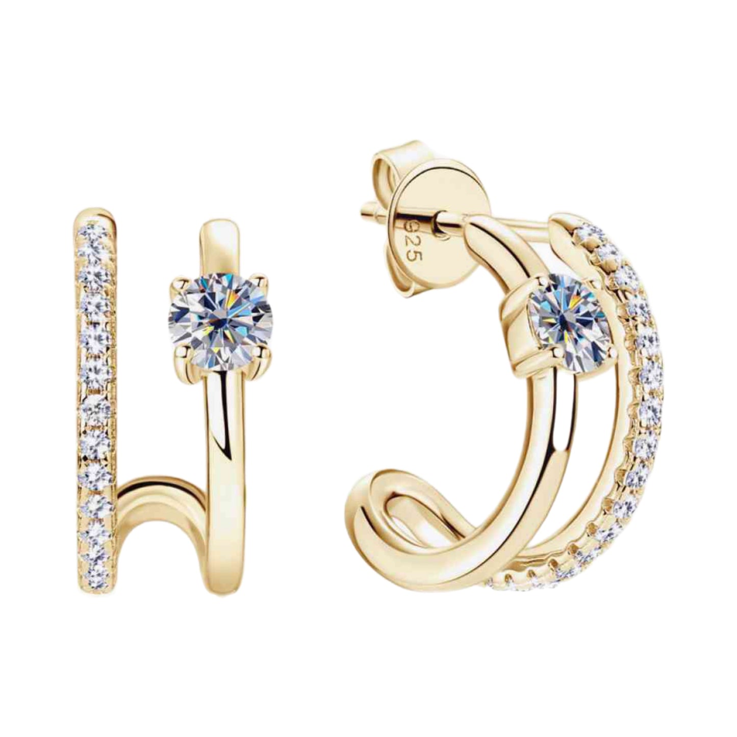 Moissanite Hoop Stud Earrings