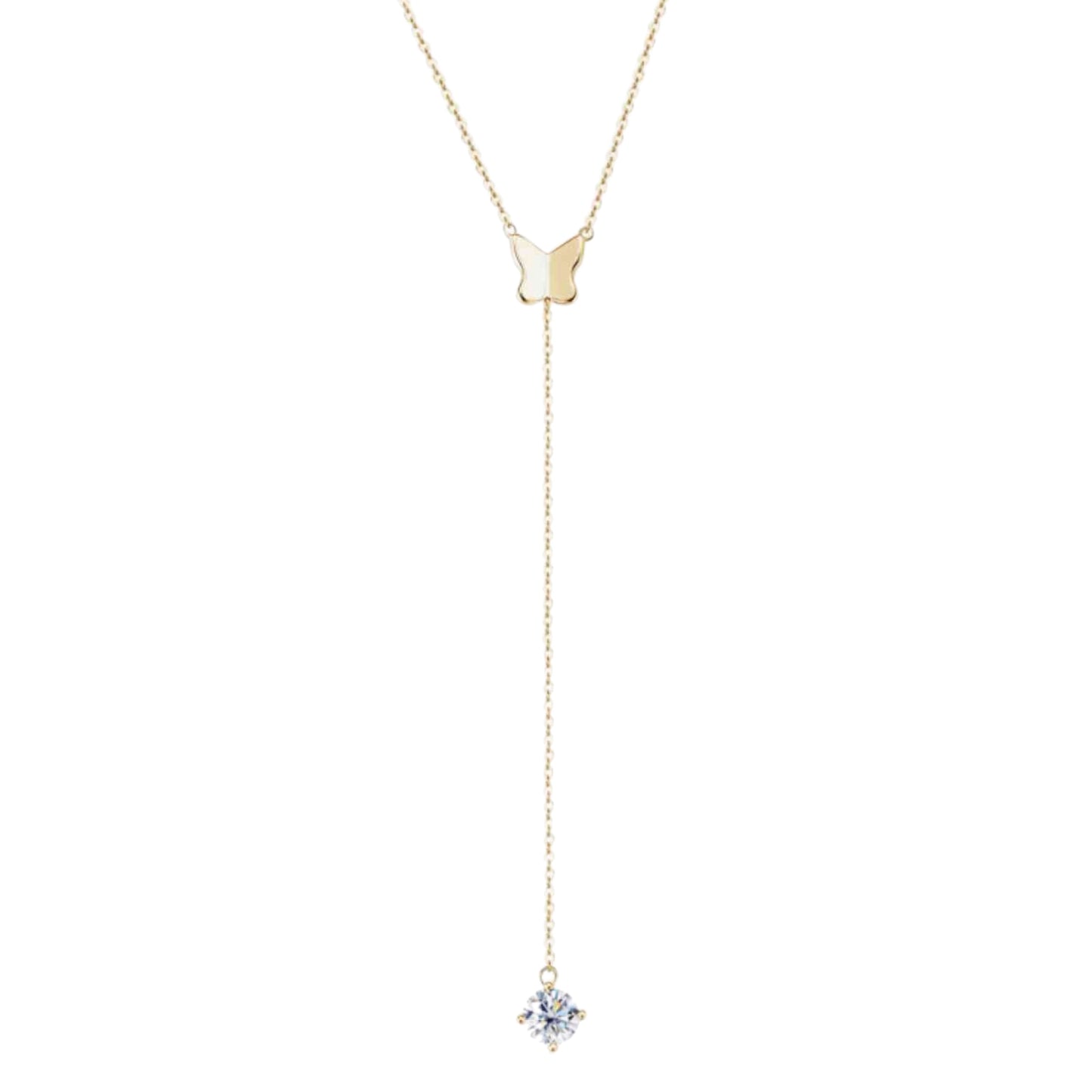 Moissanite Butterfly Lariat Necklace