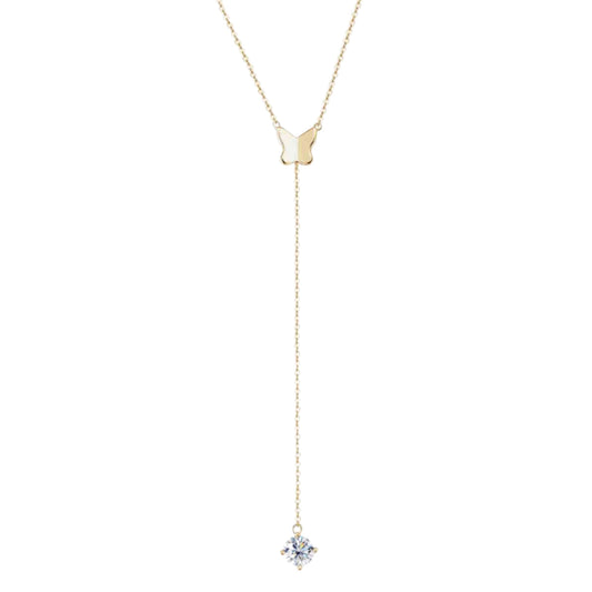 Moissanite Butterfly Lariat Necklace