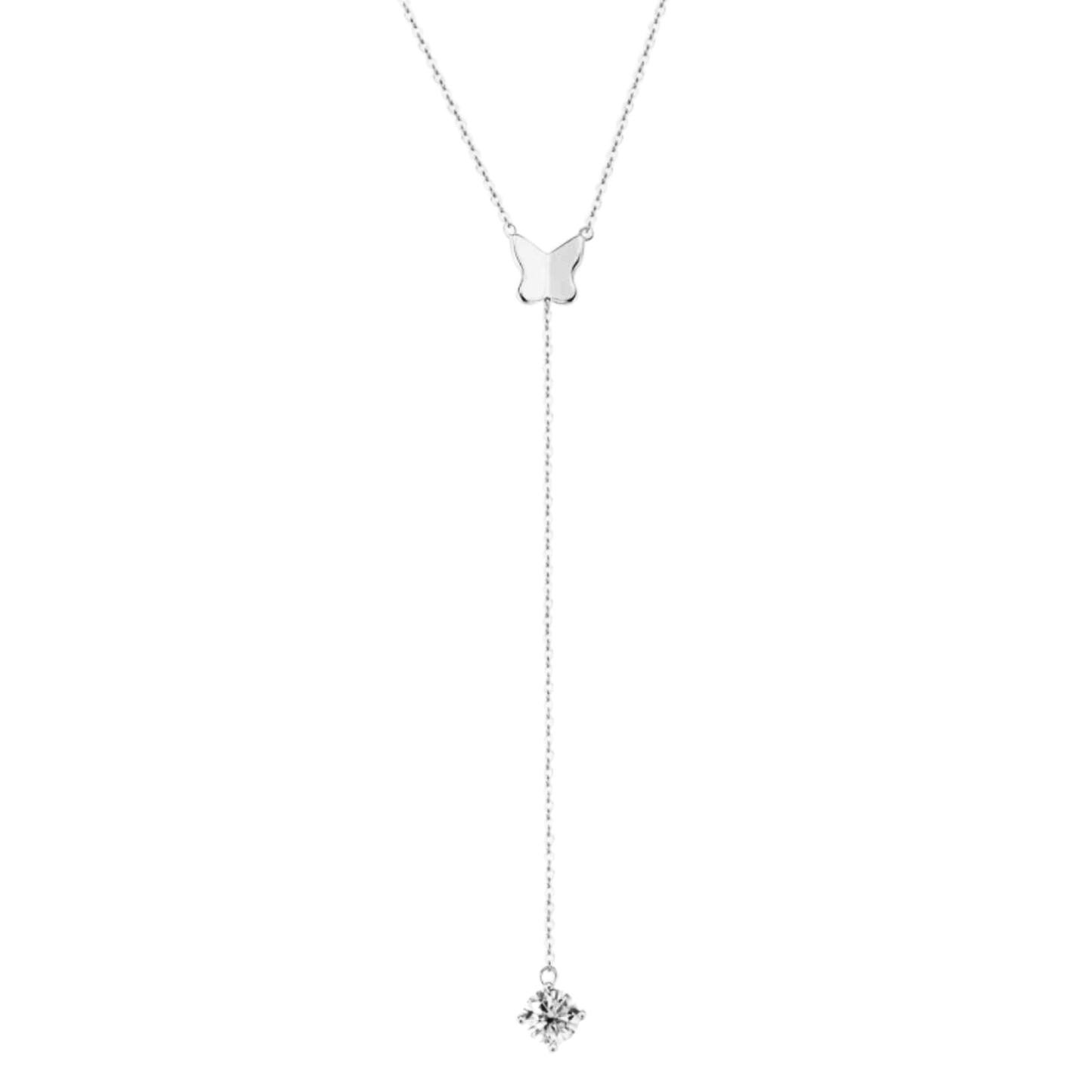 Moissanite Butterfly Lariat Necklace