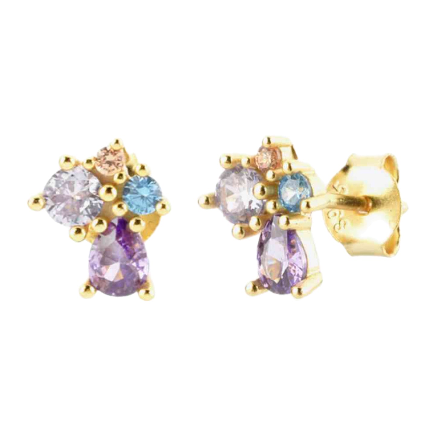 Gold CZ Stud Earrings