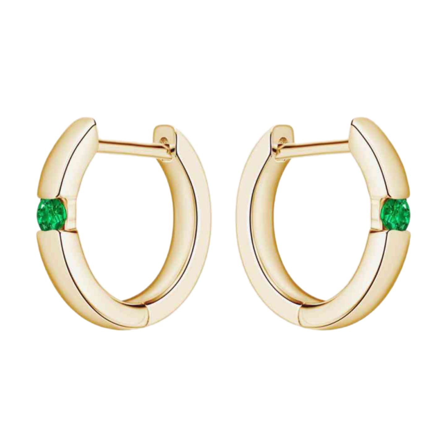 Emerald Gold Hoop Earrings