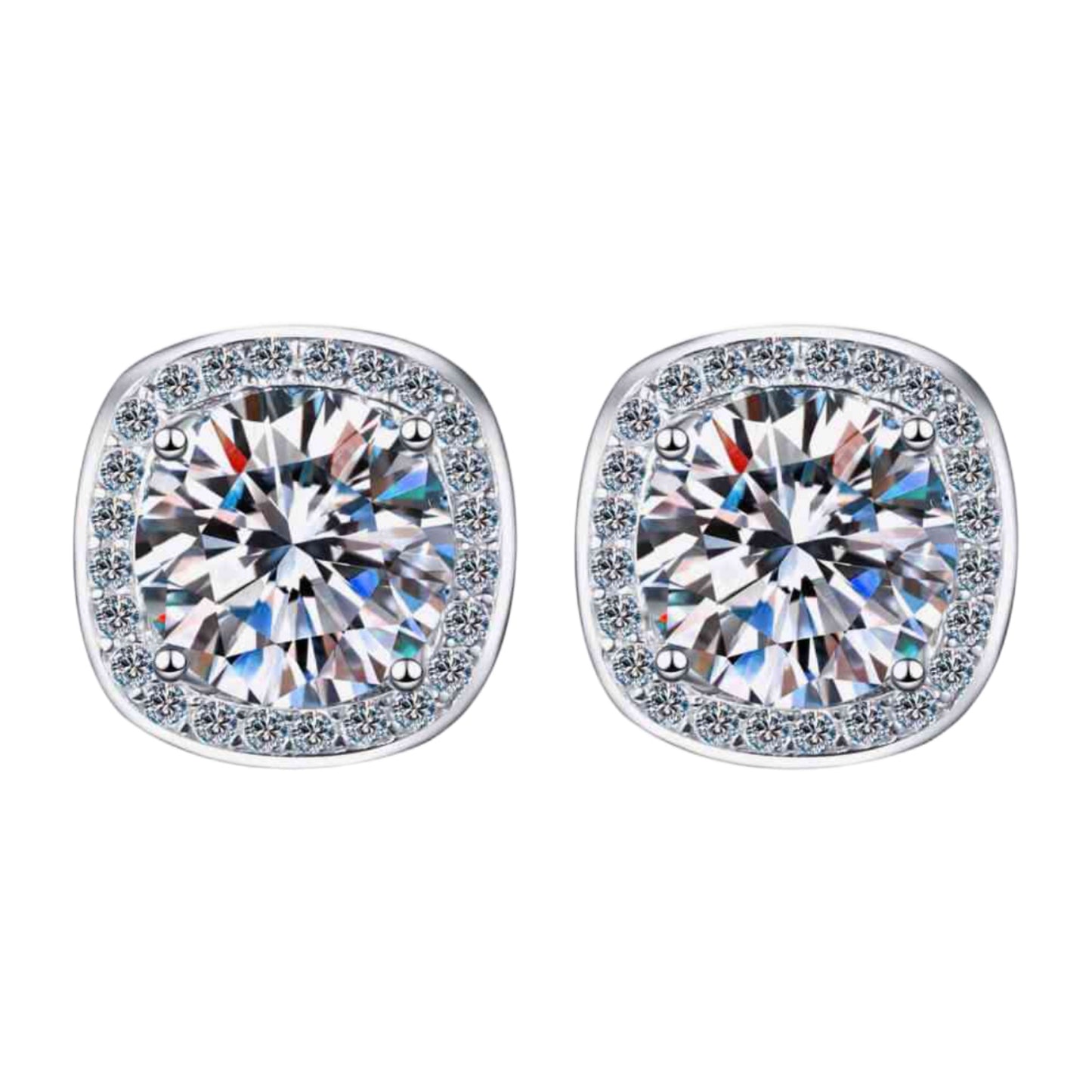 1 Carat Moissanite Sterling Silver Stud Earrings