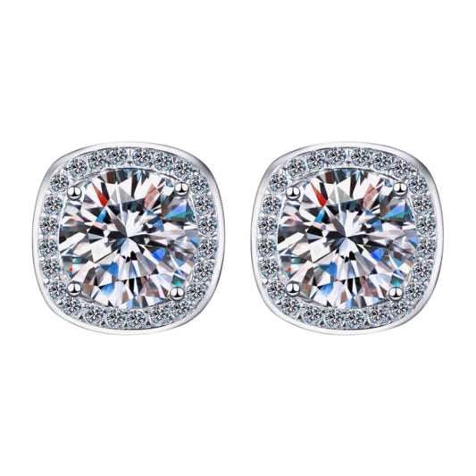 1 Carat Moissanite Sterling Silver Stud Earrings