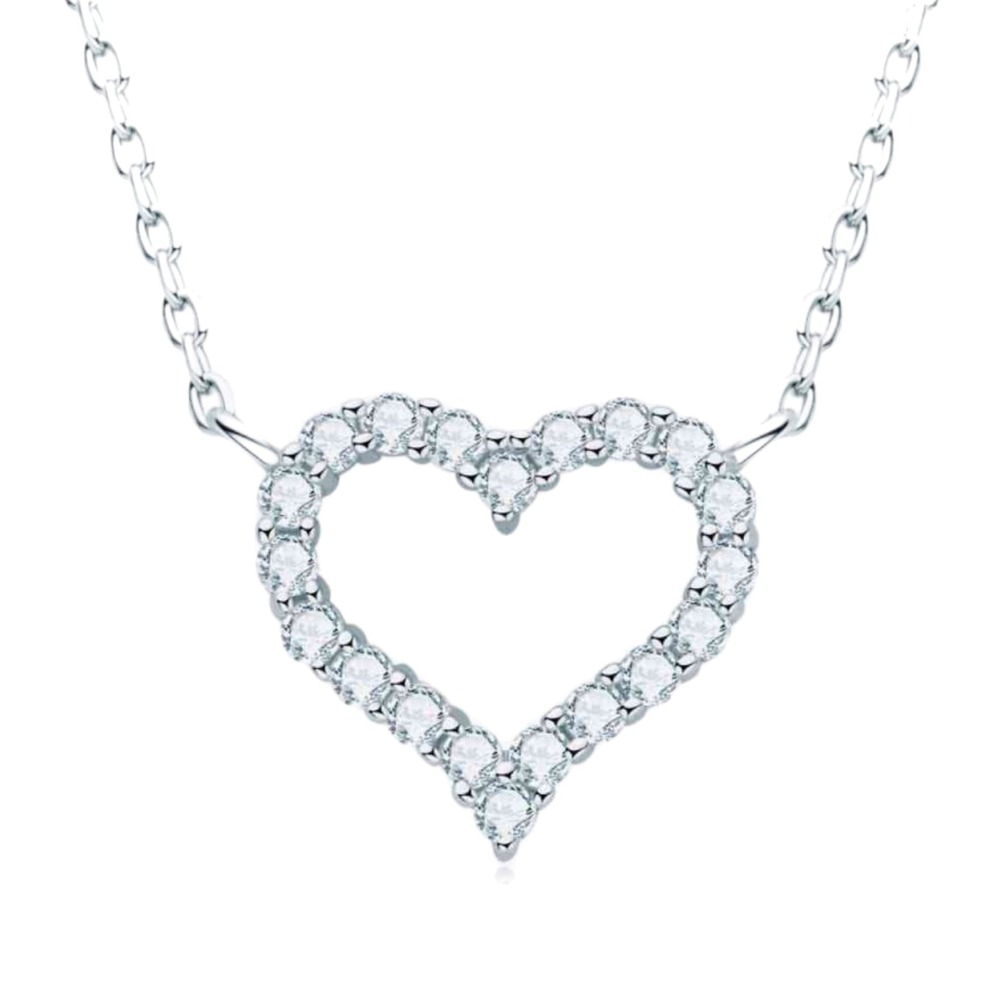 Moissanite Heart Sterling Silver Charm Necklace