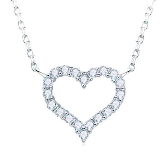 Moissanite Heart Sterling Silver Charm Necklace