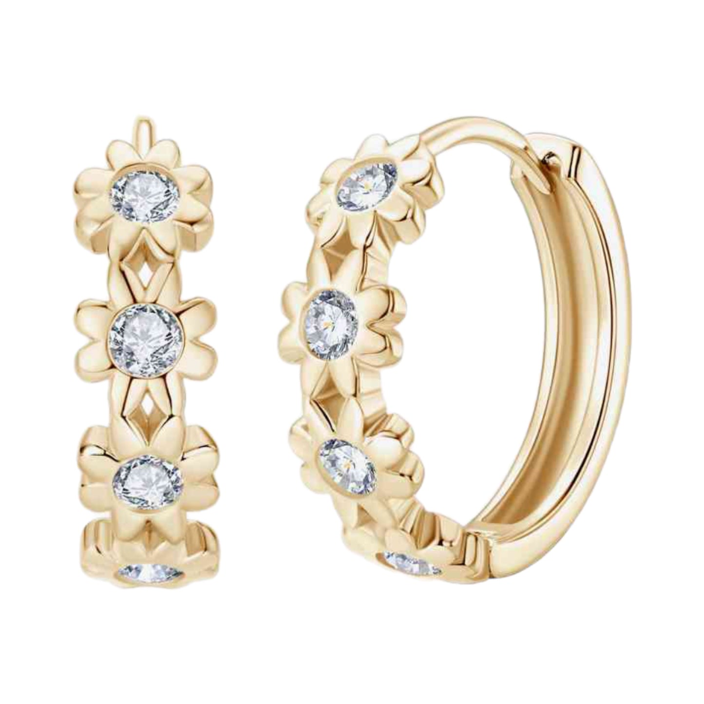 Moissanite Flower Hoop Earrings