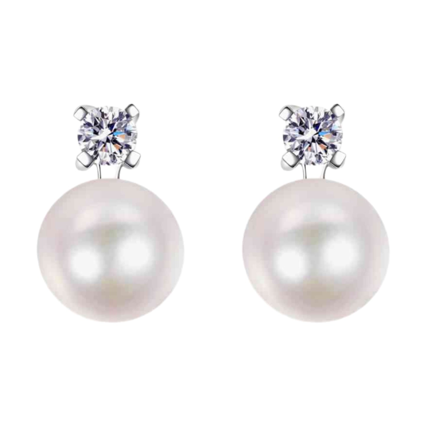 Pearl & Moissanite Sterling Silver Stud Earrings