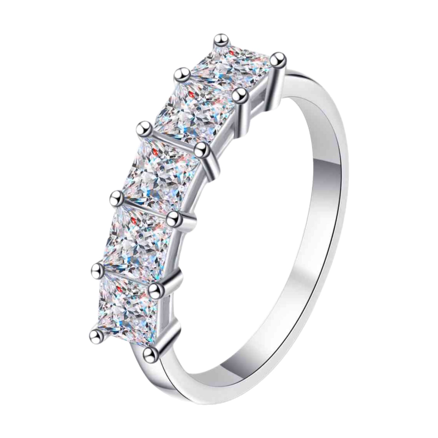 Moissanite Sterling Silver Band 2 Carats Ring