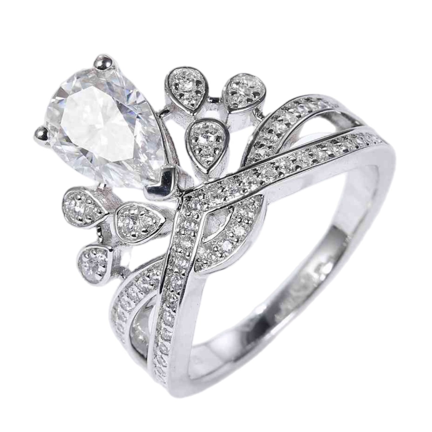 1.5 Carat Pear Moissanite Sterling Silver Ring