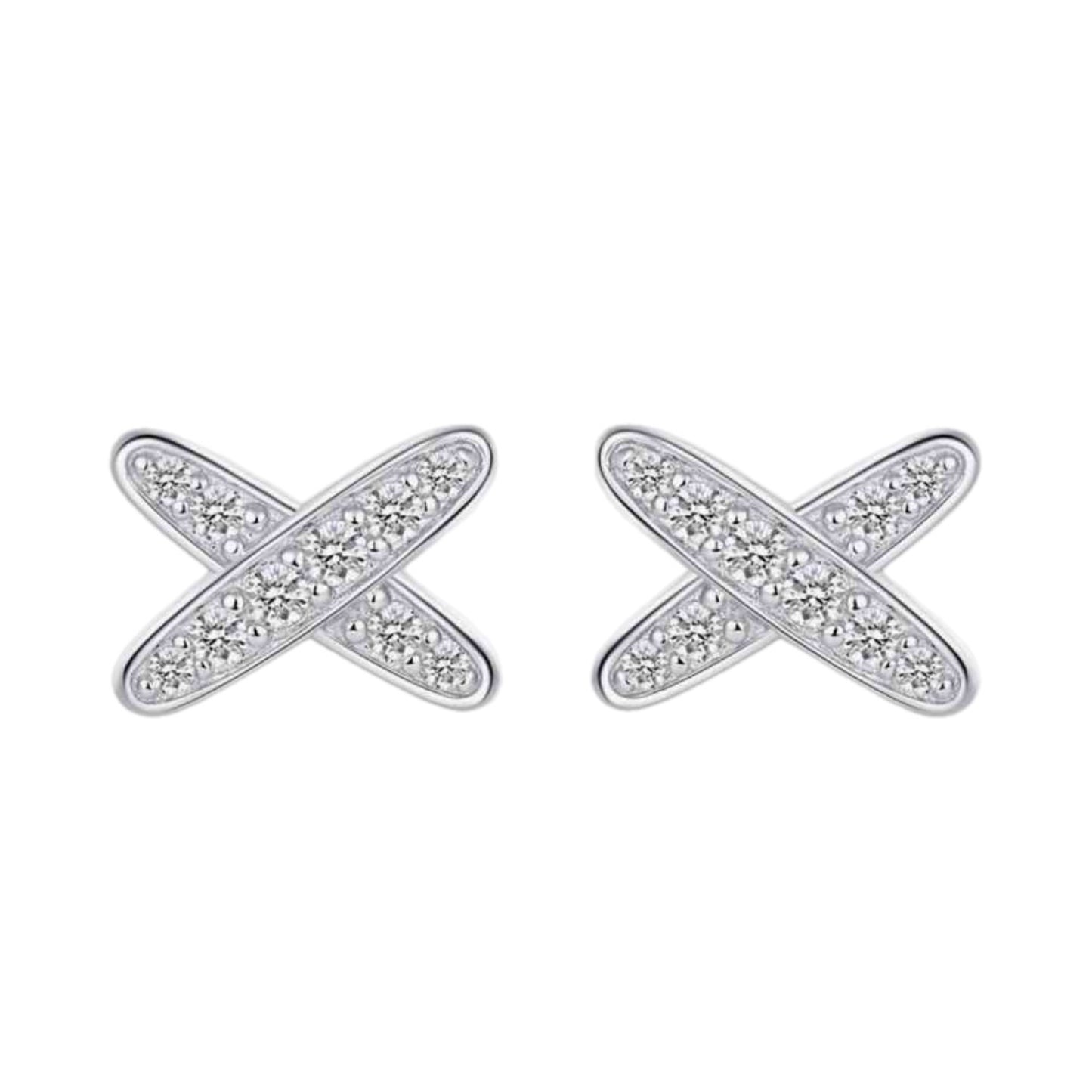 Moissanite Sterling Silver X Stud Earrings