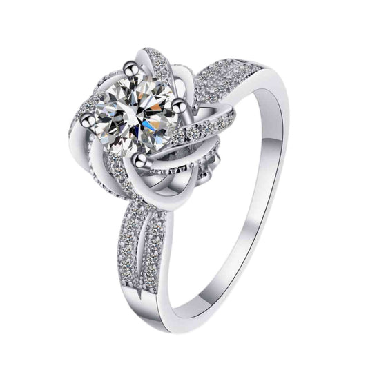 1 Carat Moissanite Twist Sterling Silver Solitaire Ring