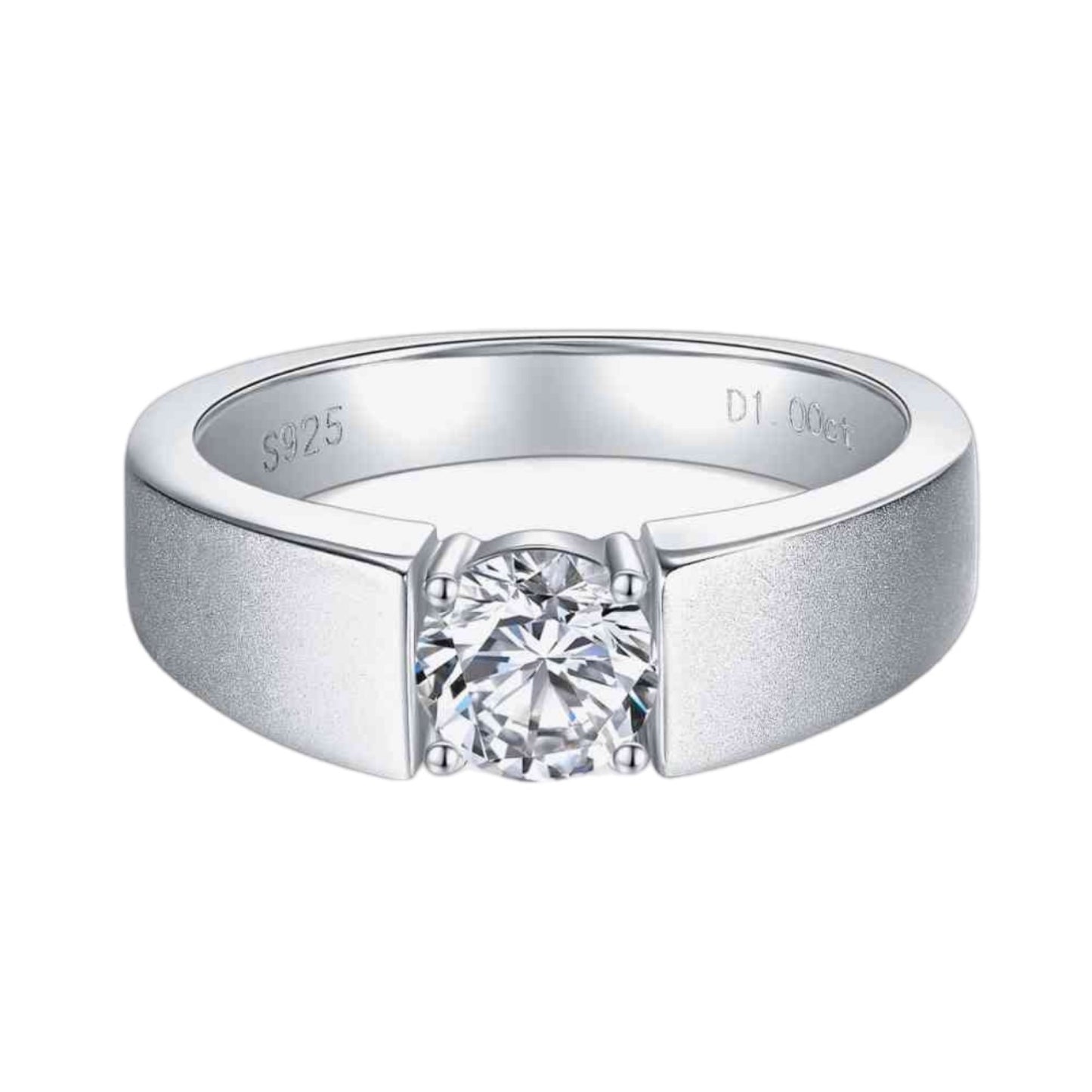 1 Carat Moissanite Sterling Silver Men's Ring