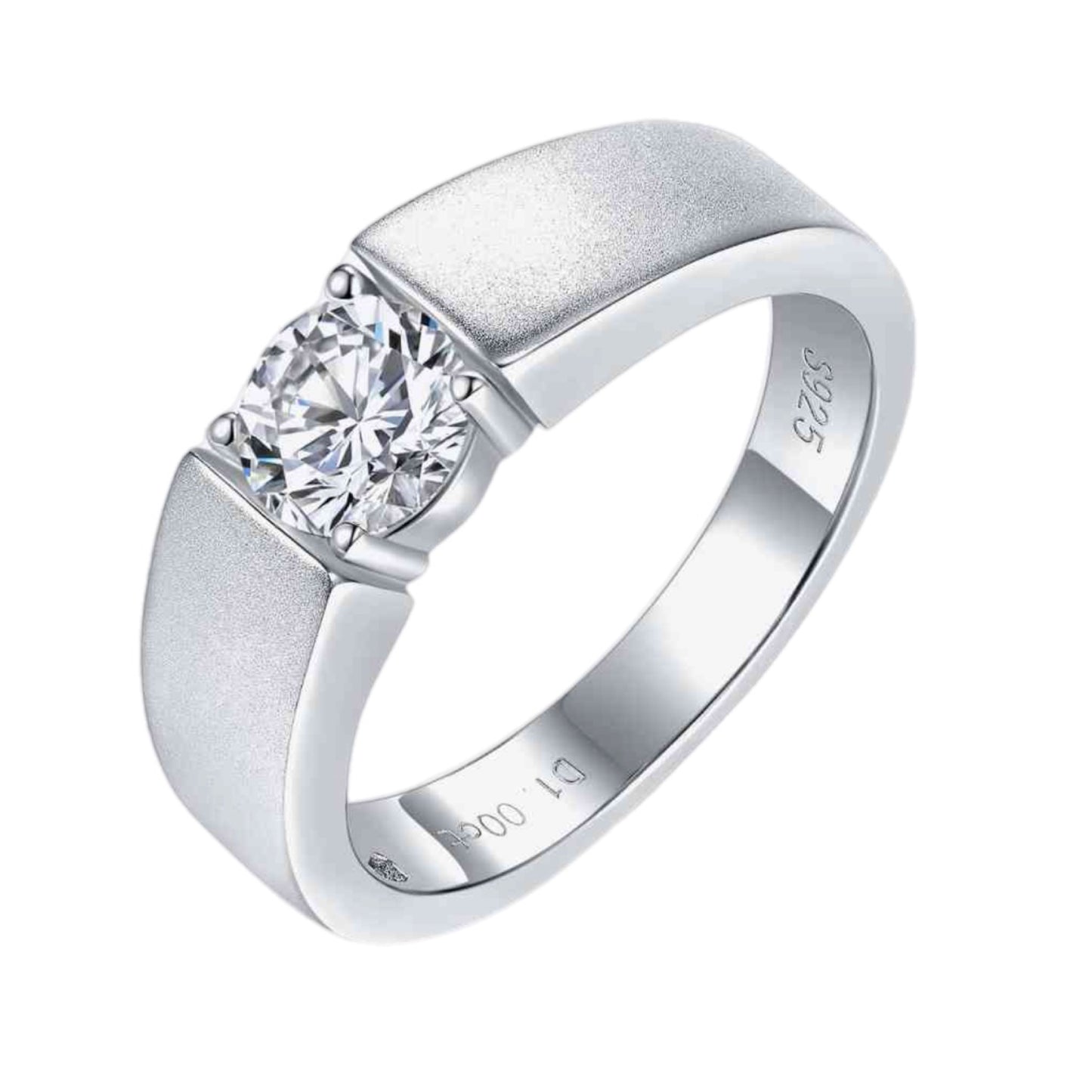 1 Carat Moissanite Sterling Silver Men's Ring