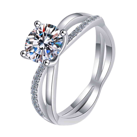 Moissanite Sterling Silver Twist Solitaire Ring