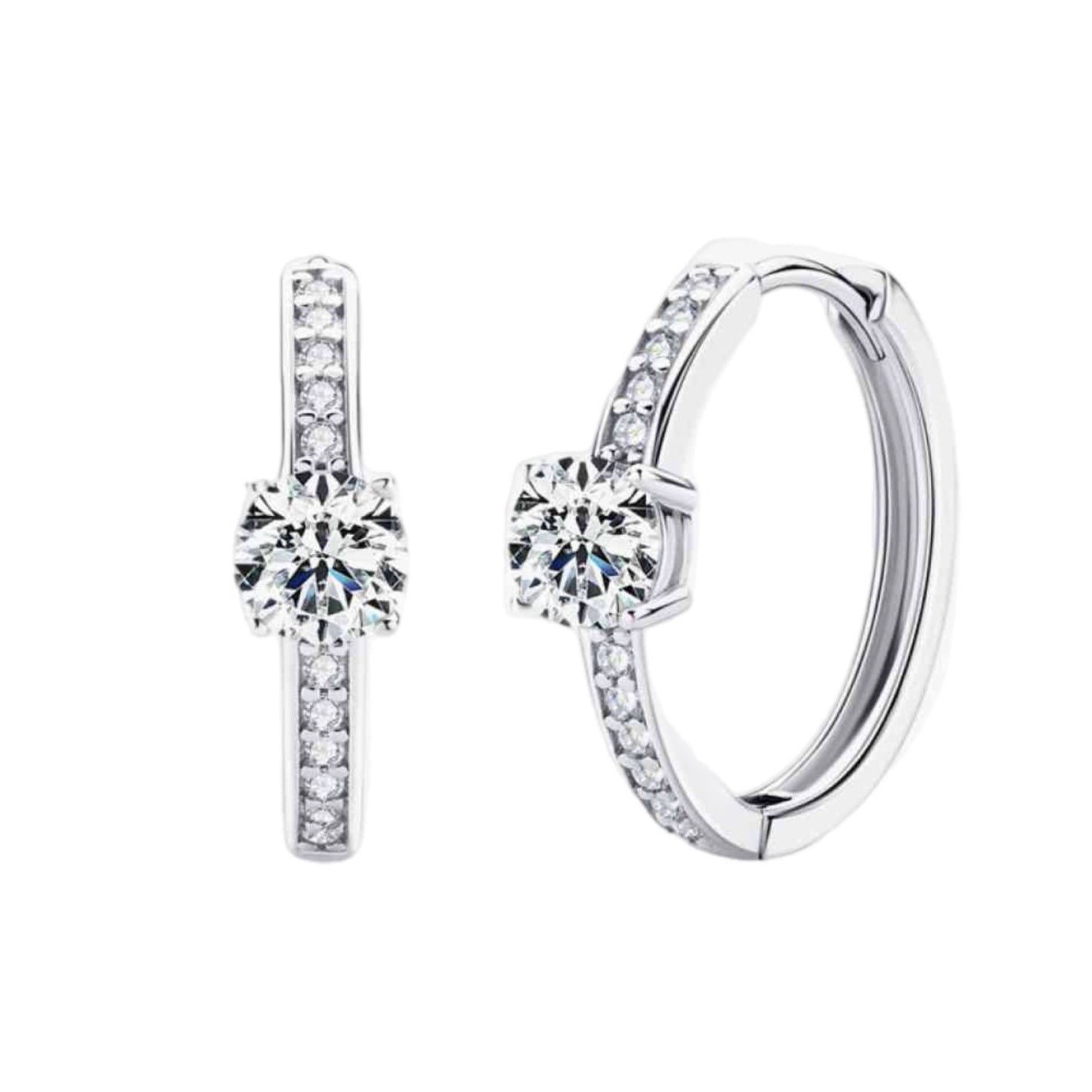 Moissanite Sterling Silver Hoop Earrings