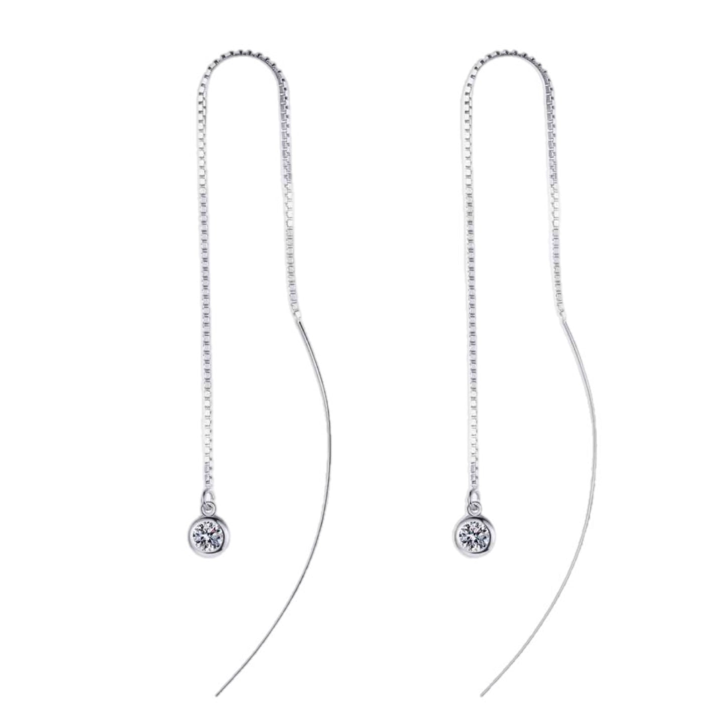 Moissanite Sterling Silver Threaded Earrings