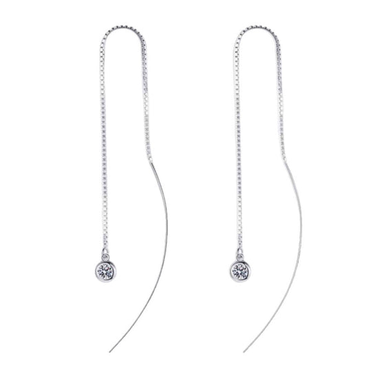 Moissanite Sterling Silver Threaded Earrings