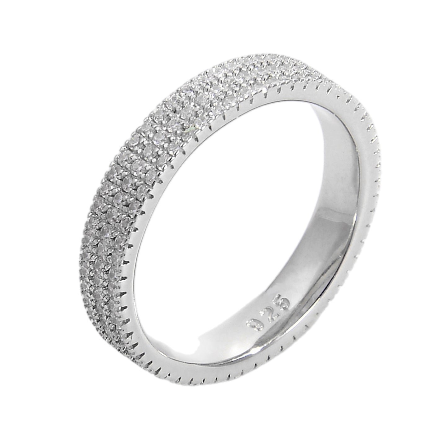 Pave Eternity Band Sterling Silver Ring