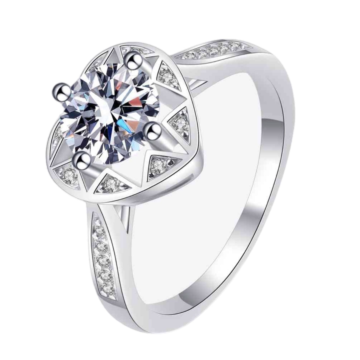 Moissanite Solitaire Sterling Silver Ring