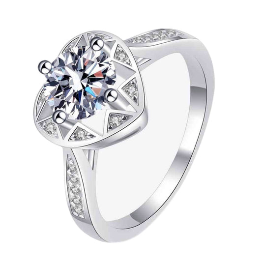 Moissanite Solitaire Sterling Silver Ring