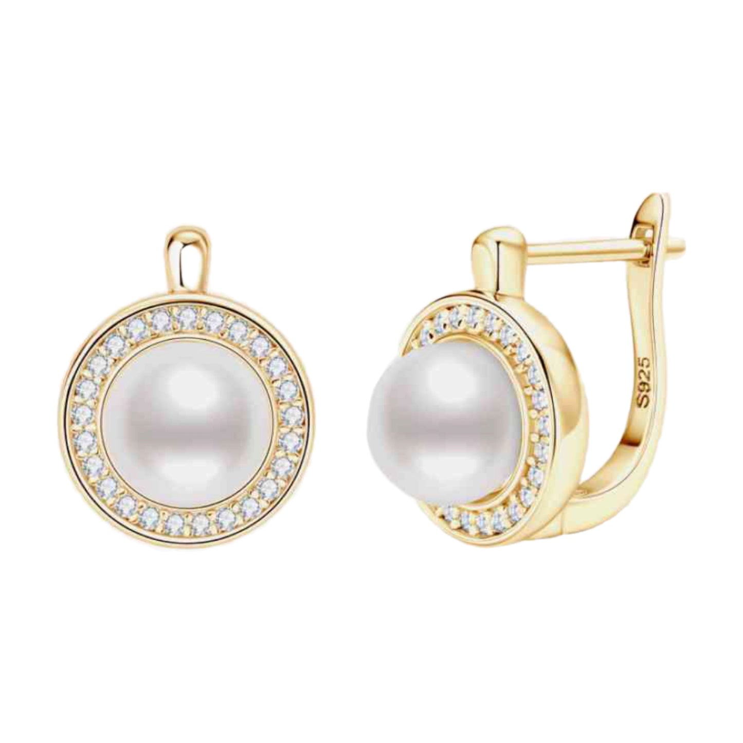 Moissanite & Pearl Stud Dangle Earrings