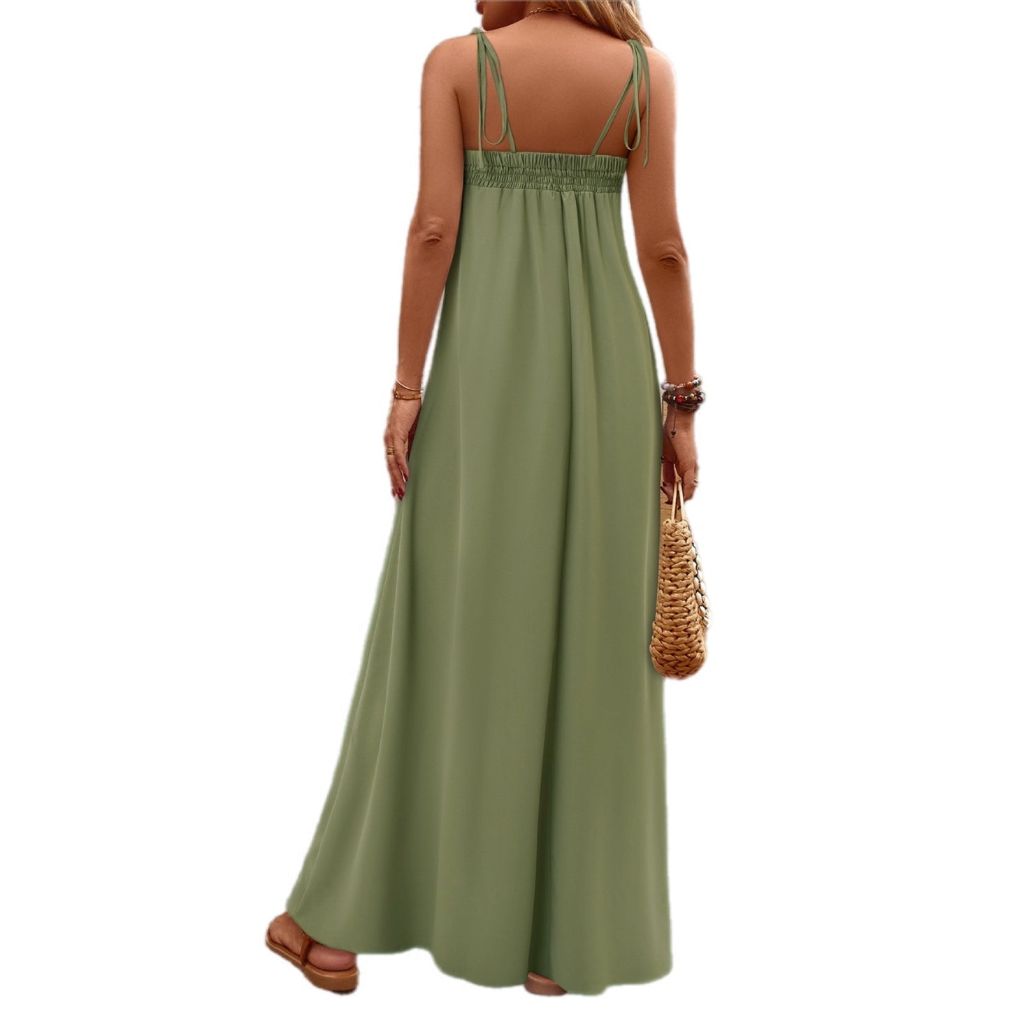 Smocked Bodice Spaghetti Strap Maxi Dress