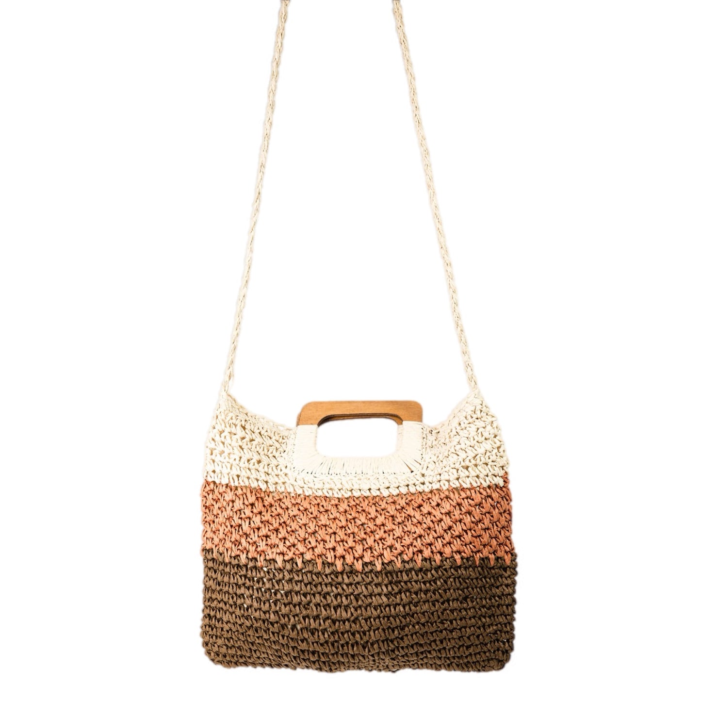 Color Block Double-Use Braided Tote Bag