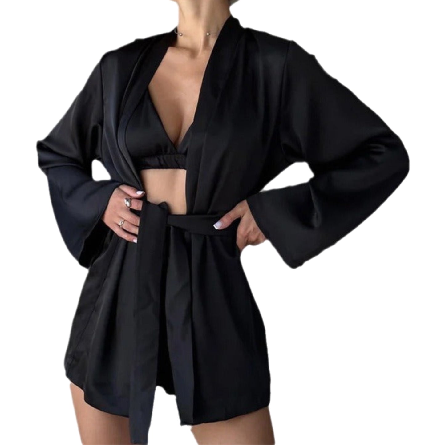 Black Three Piece Pajama Set