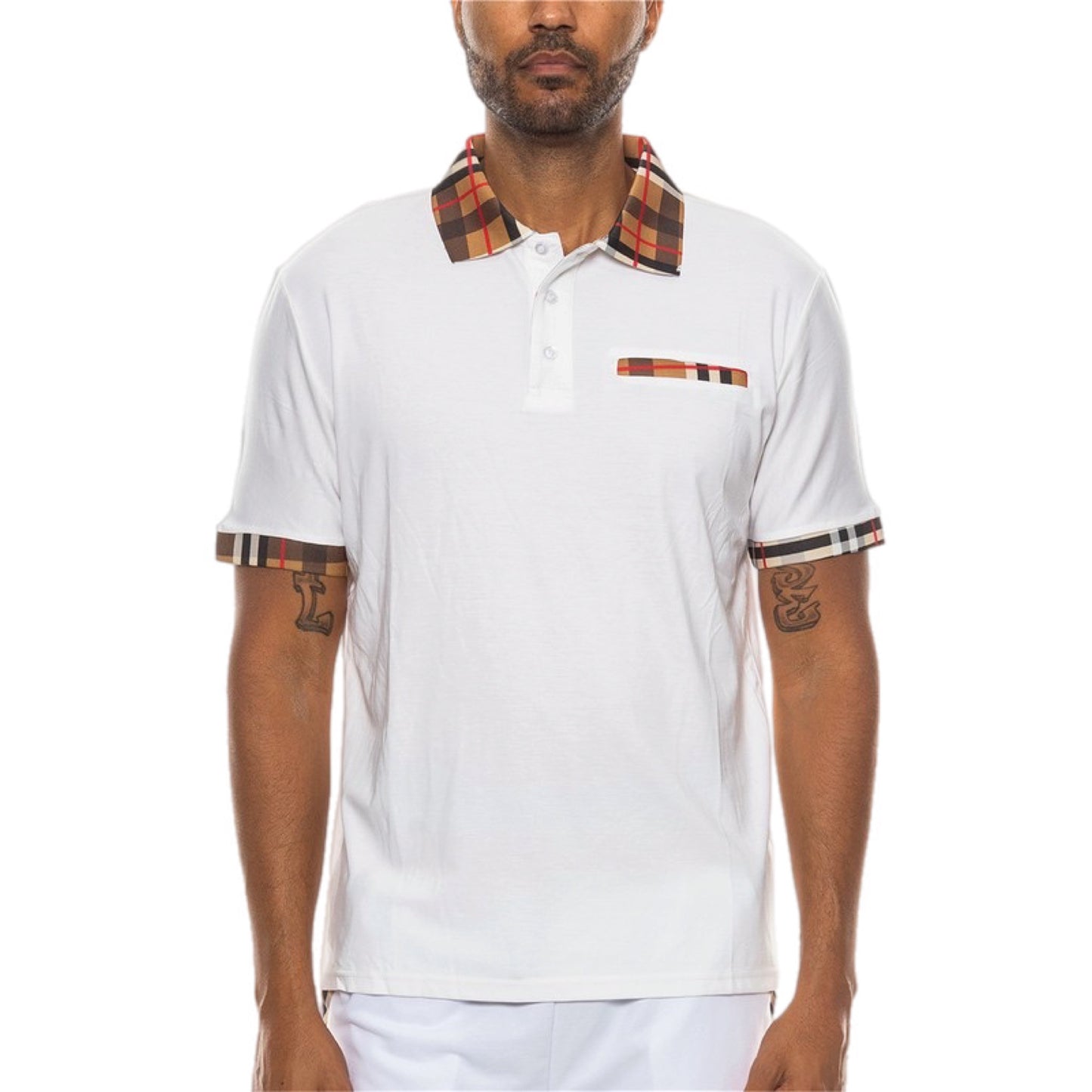 Checkered Plaid Short Sleeve Polo Shirt