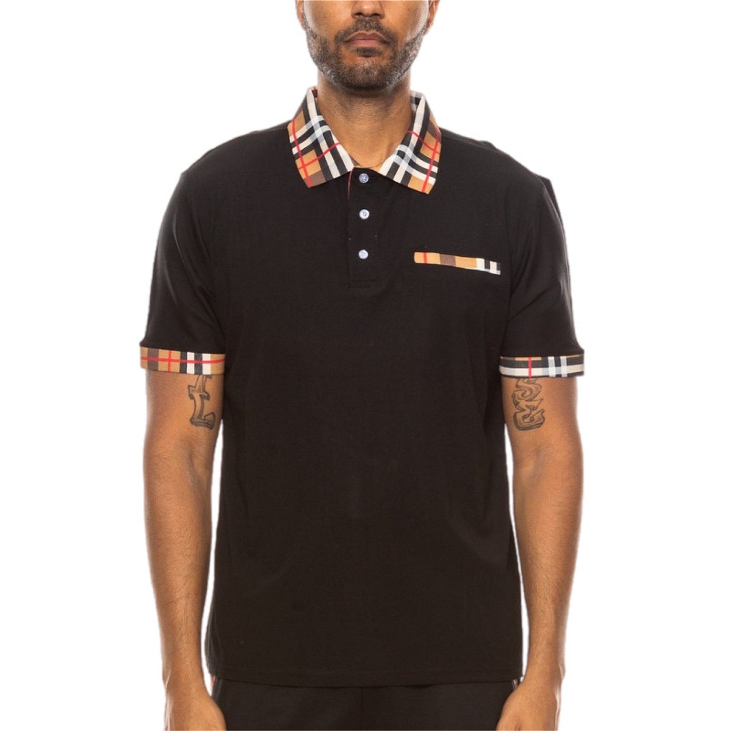 Checkered Plaid Short Sleeve Polo Shirt