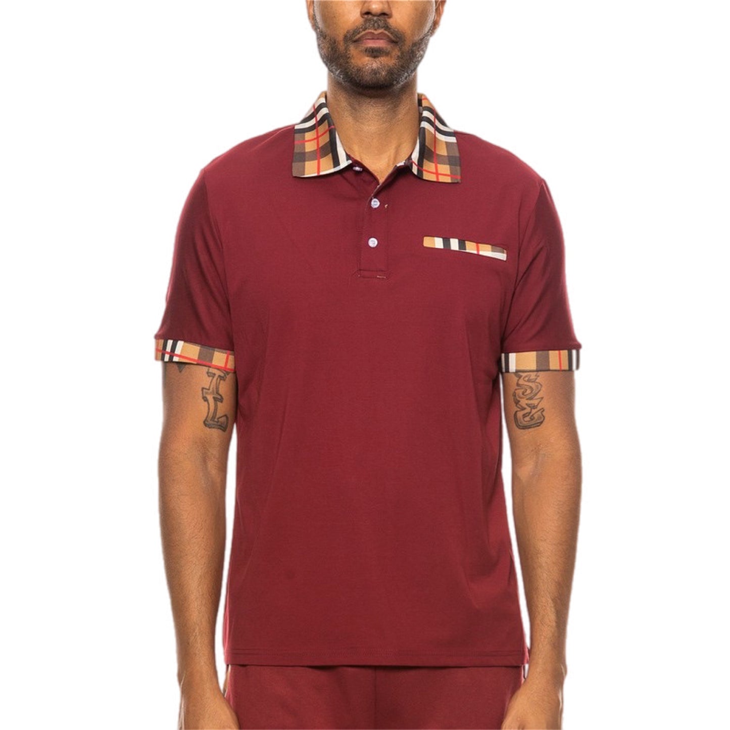 Checkered Plaid Short Sleeve Polo Shirt