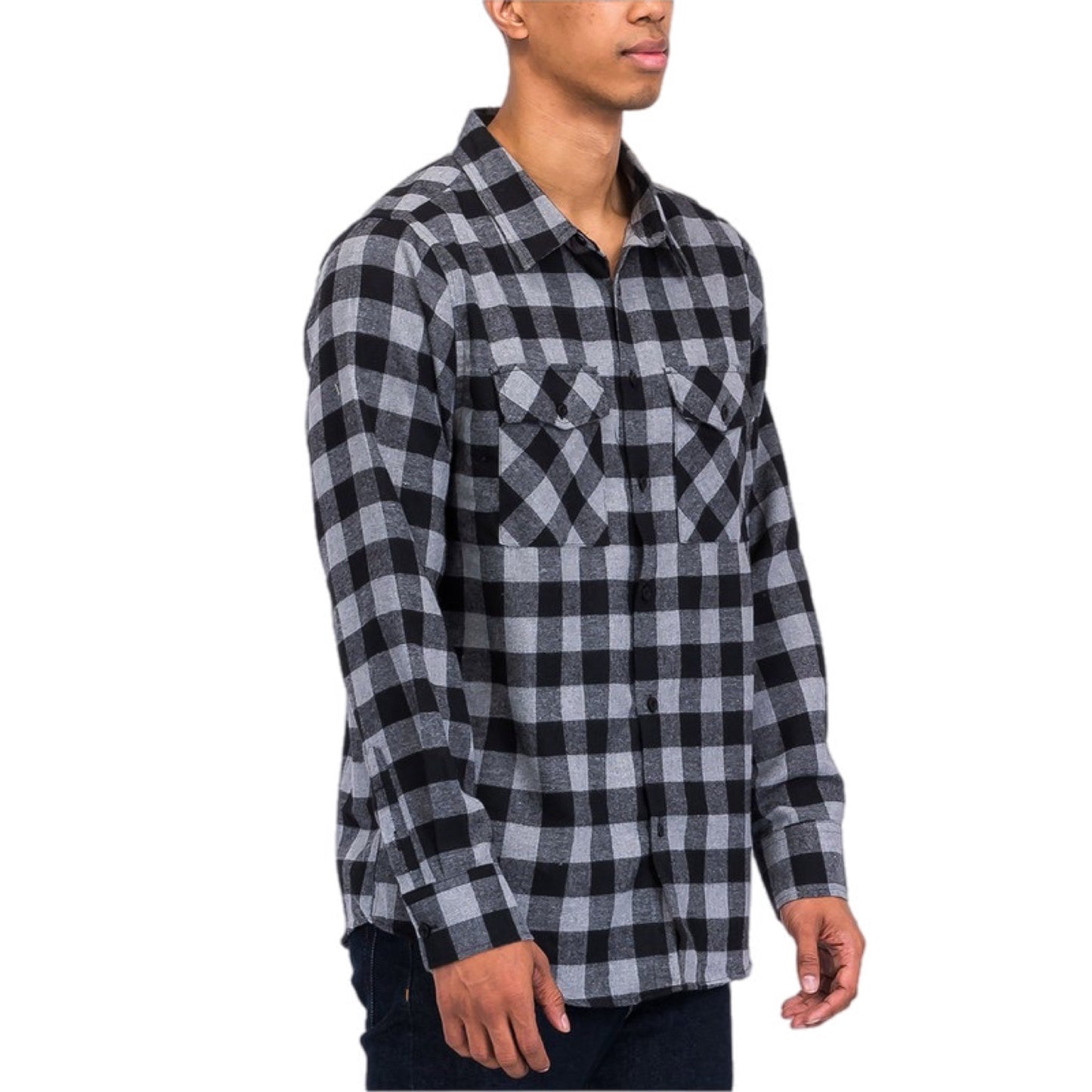 Checker Plaid Flannel Long Sleeve