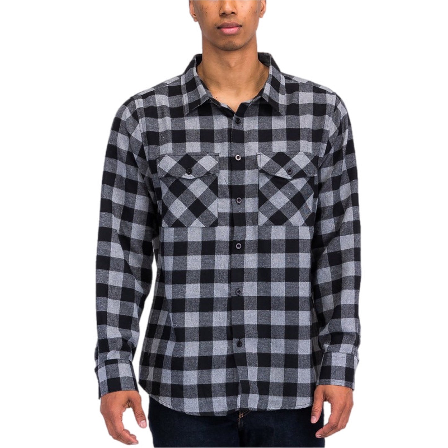 Checker Plaid Flannel Long Sleeve