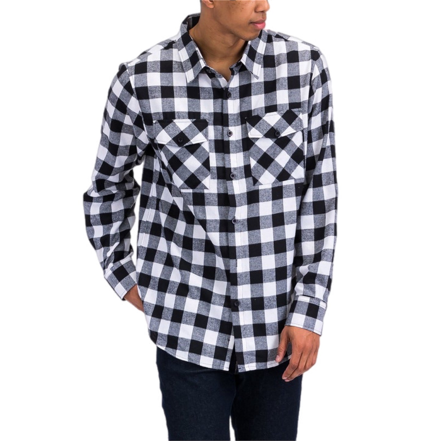 Checker Plaid Flannel Long Sleeve