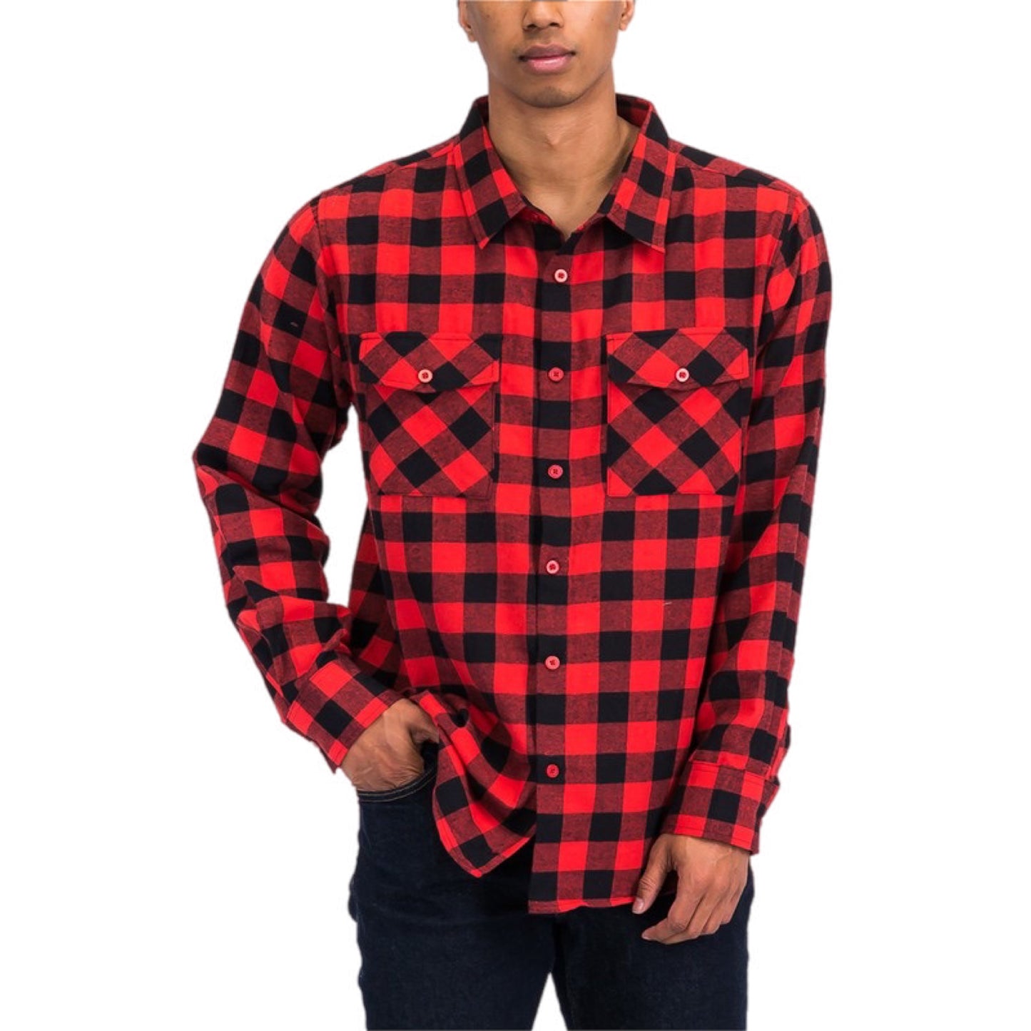 Checker Plaid Flannel Long Sleeve