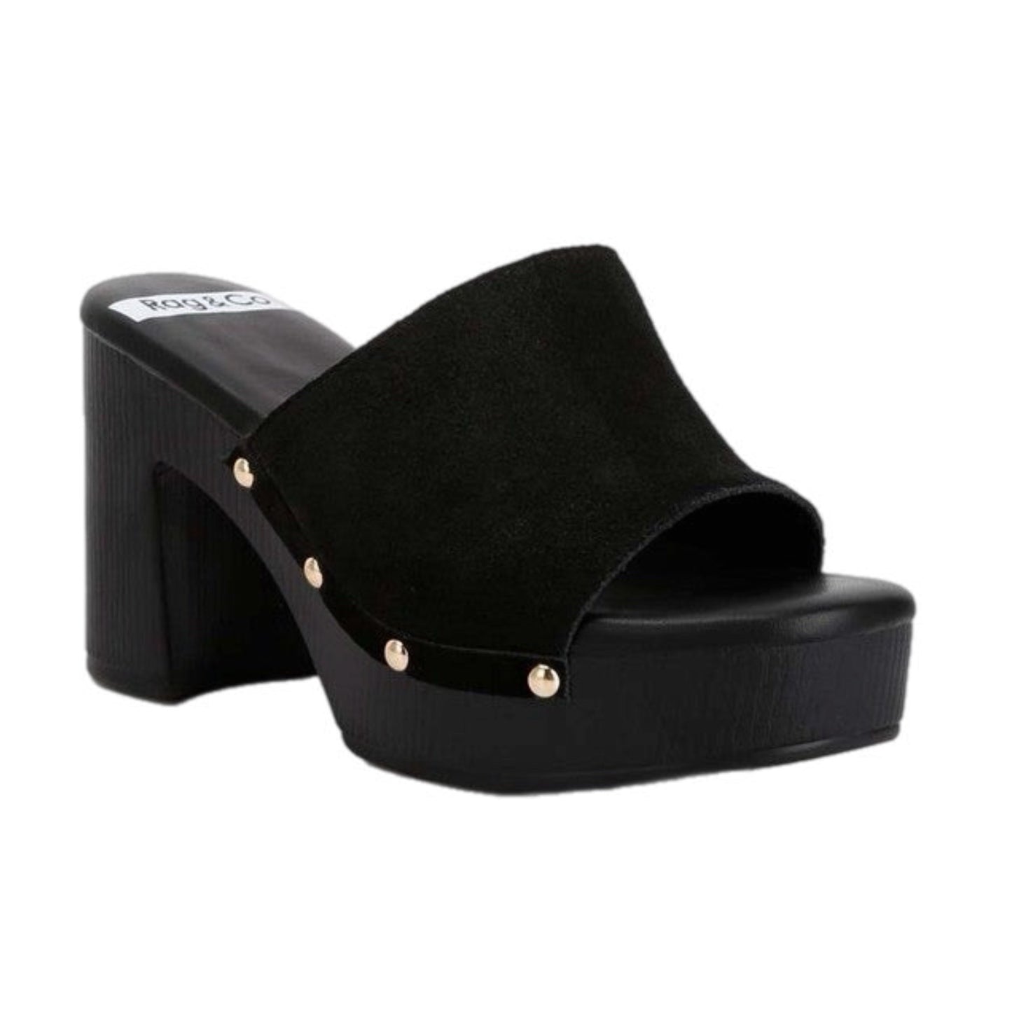 Suede High Block Heel Mules