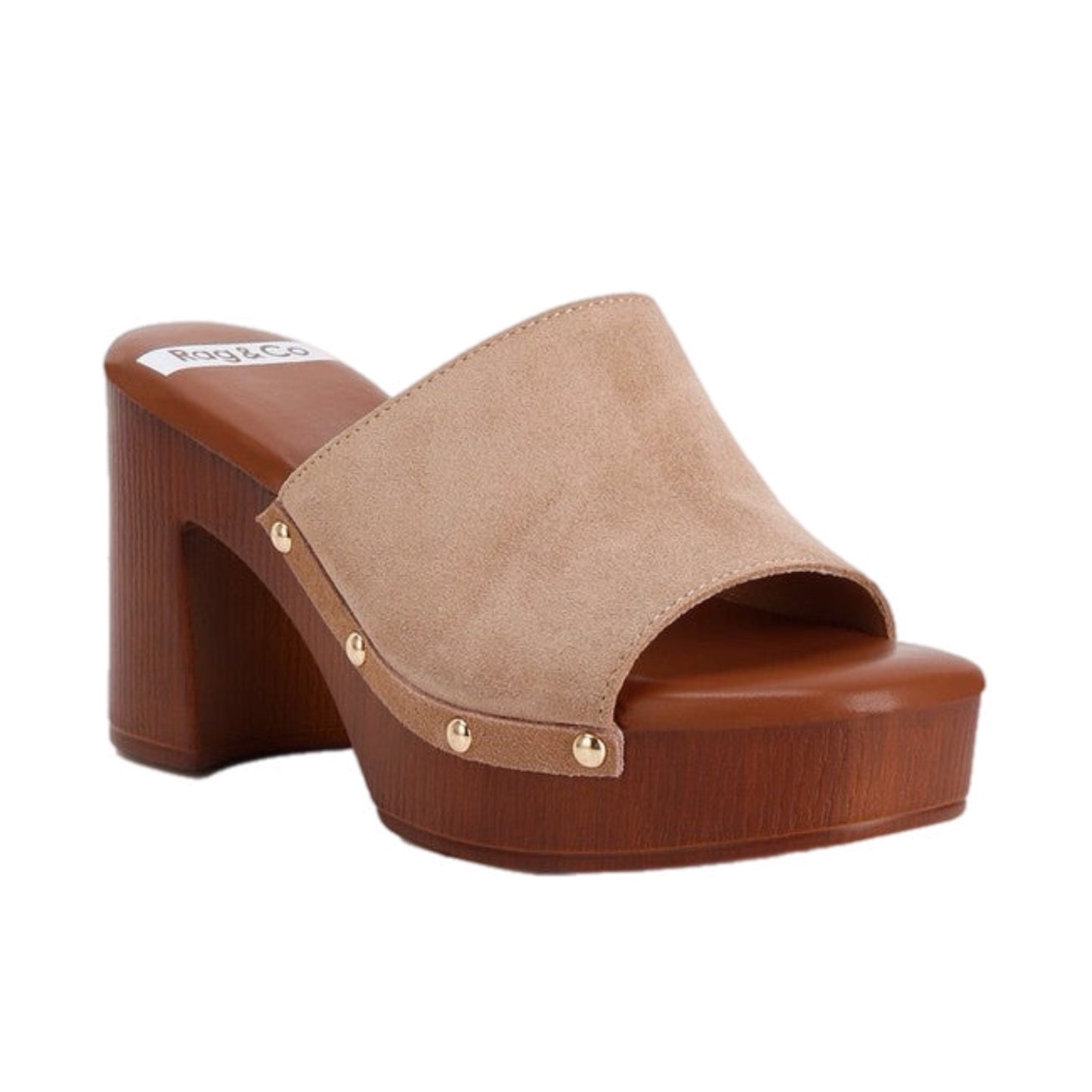 Suede High Block Heel Mules