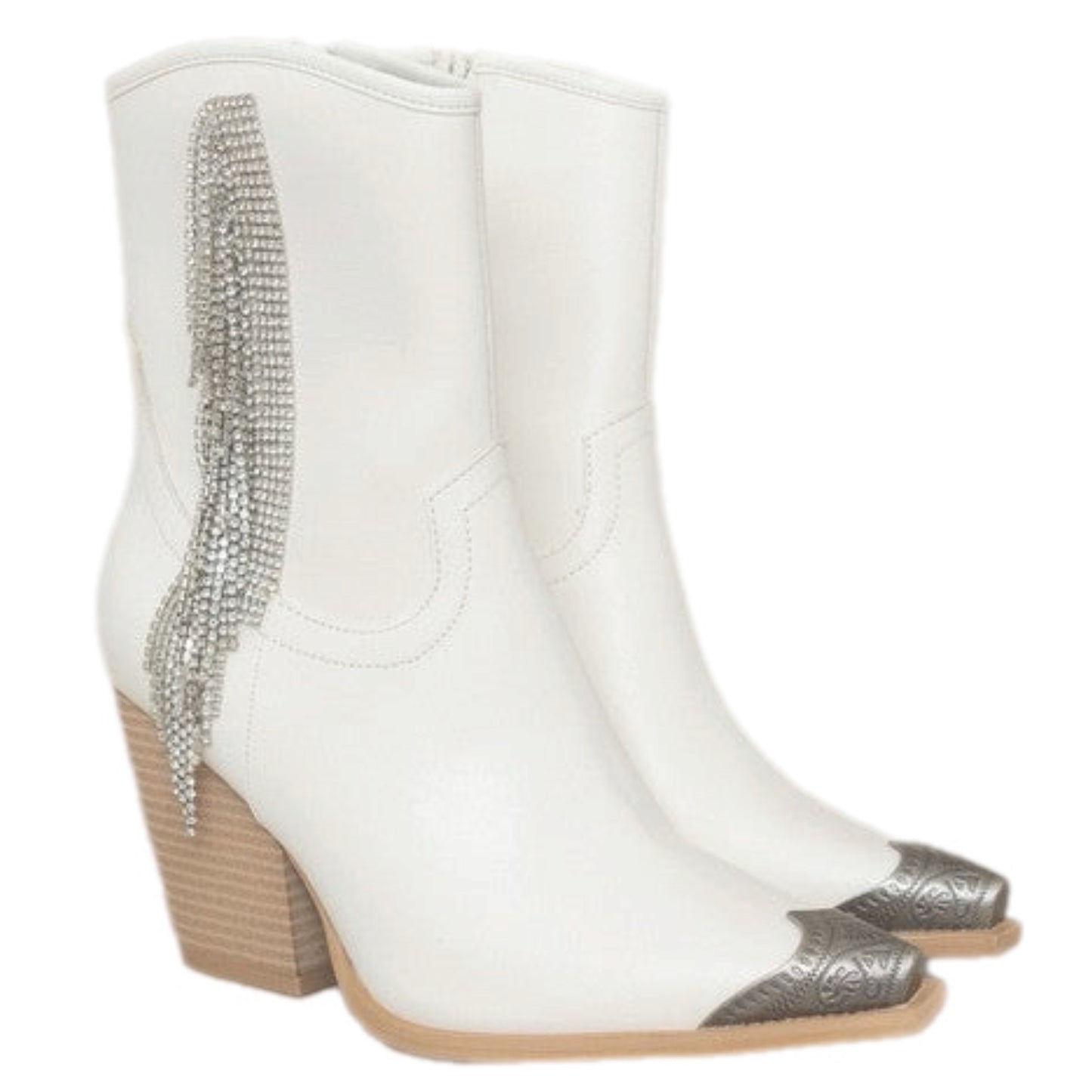 Rhinestone Fringe Vegan Leather Boots