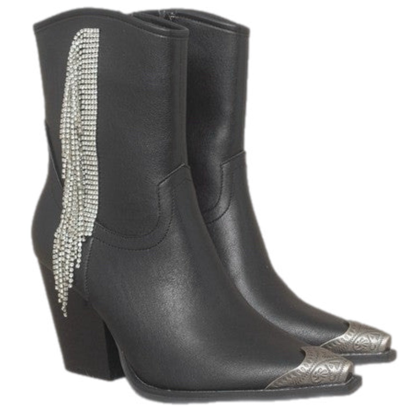 Rhinestone Fringe Vegan Leather Boots