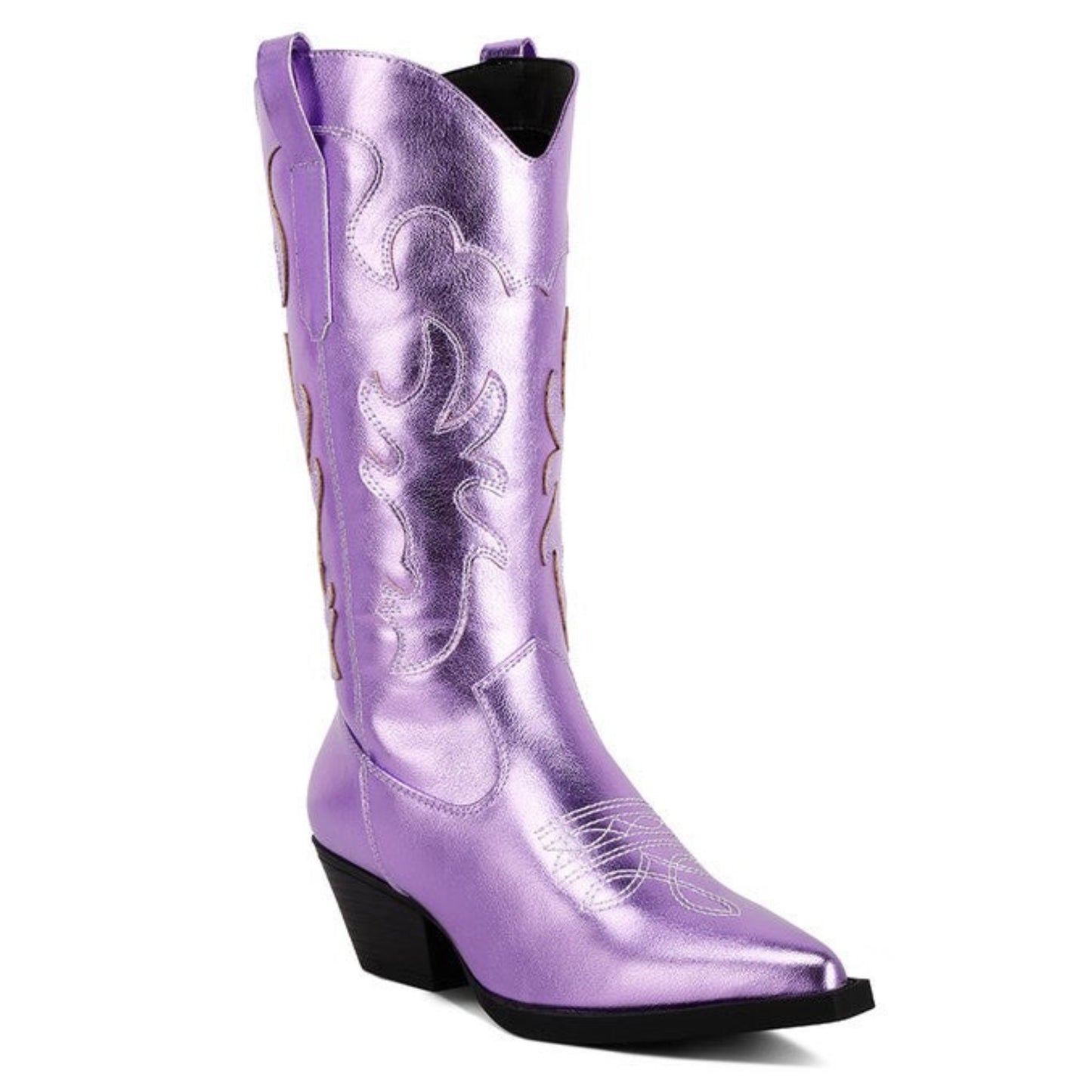 Metallic Vegan Leather Cowboy Boots