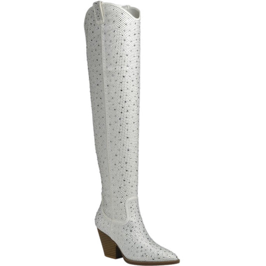 Over The Knee Rhinestone Western Boots