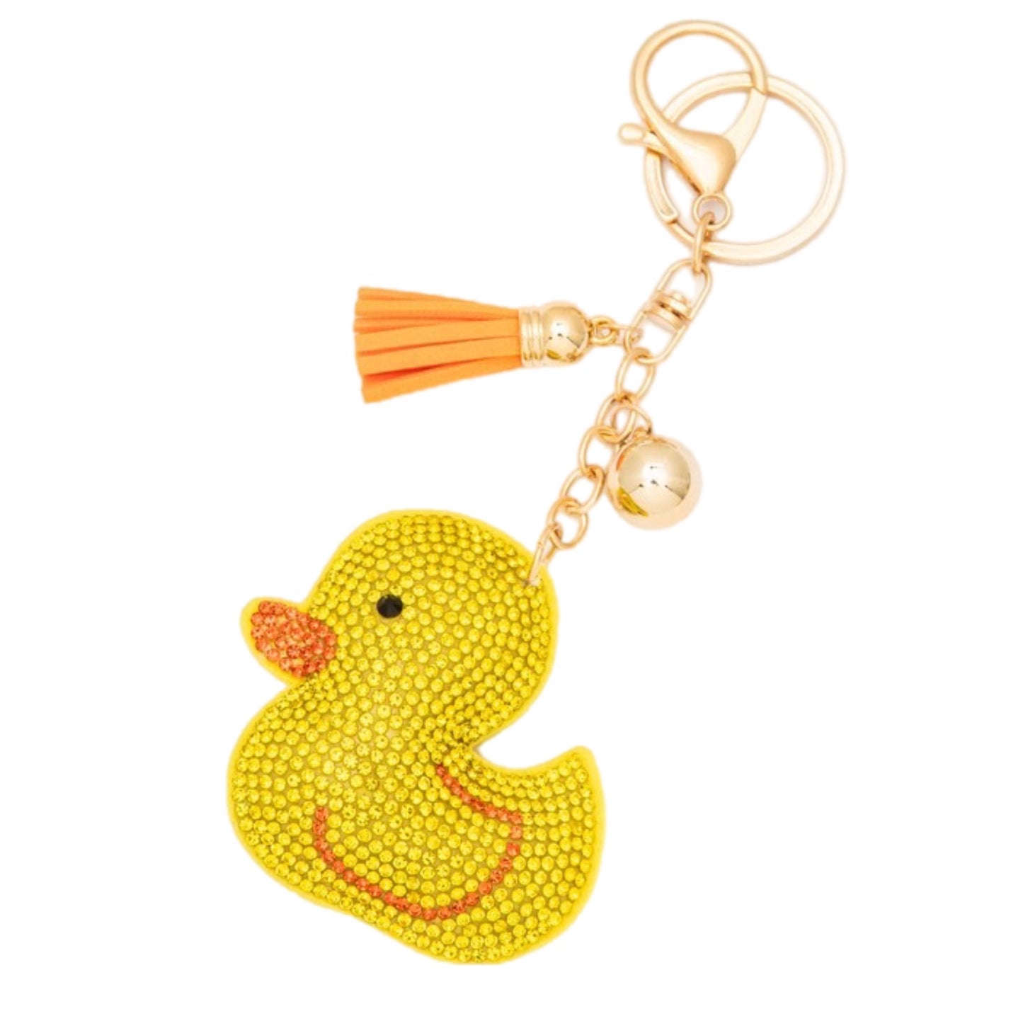 Yellow Duck Rhinestone Pillow Key Chain