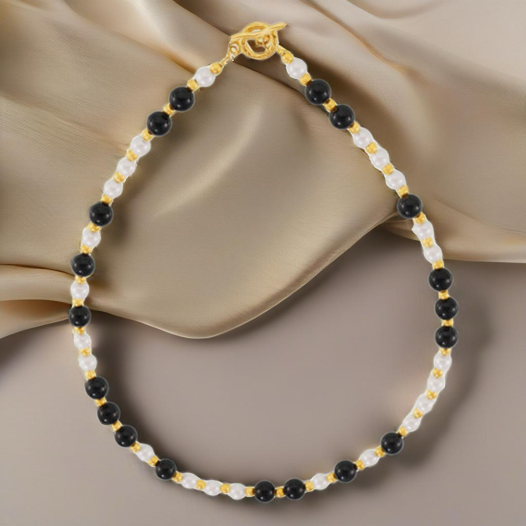 Stainless Steel Agate & Shell Beaded Necklace