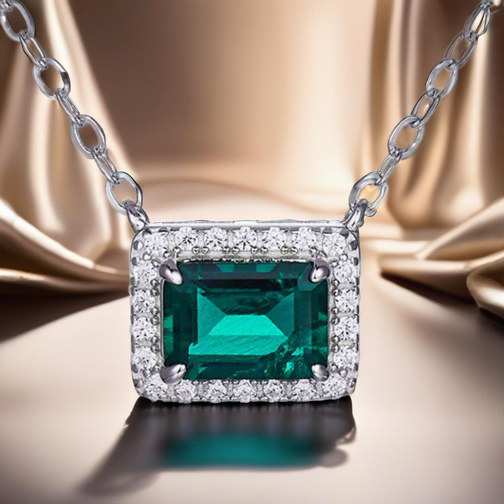 Emerald Sterling Silver Necklace