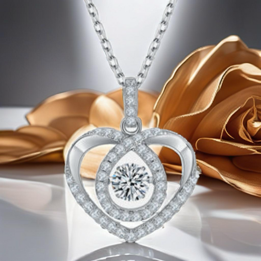 Moissanite Sterling Silver Heart  Necklace