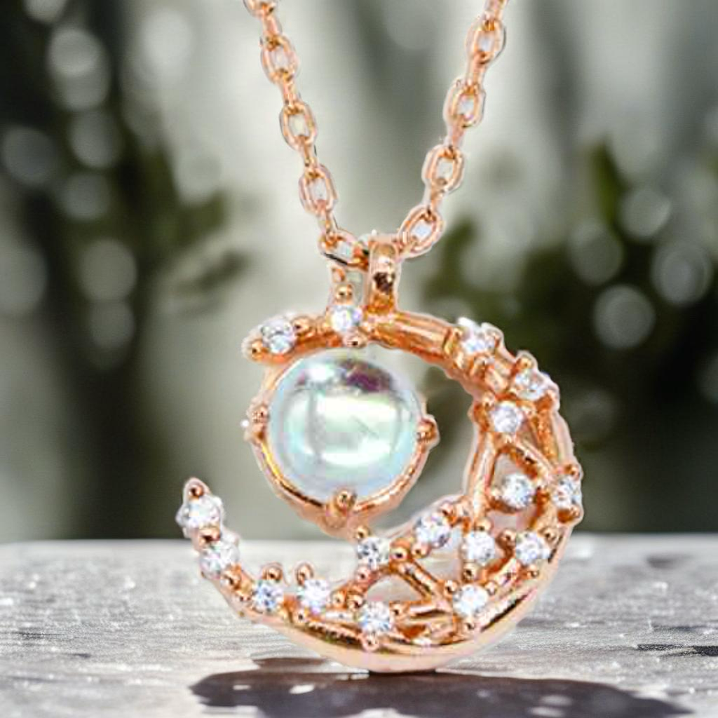 Rose Gold Moonstone Necklace